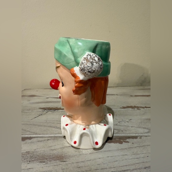 Vintage Scary Clown Head Ceramic Planter Holder 1950s Napco Ware (Japan) - Picture 2 of 8